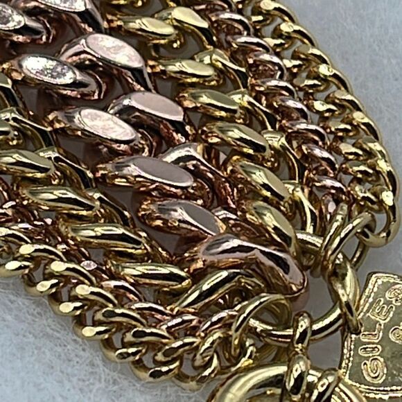 Giles & Bro 7 strands large chain bracelet. Rose & yellow gold colored. - Picture 6 of 9
